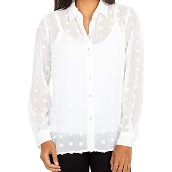 Kut from the Kloth Billa- Button down Clip Dot Blouse Size Small NWT - Picture 1 of 9